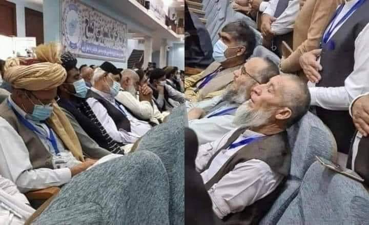 Rows of Loya Jirga members sleeping during proceedings - August 2020